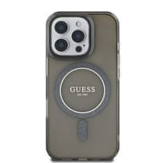 Guess Zadní kryt IML Glitter Ring MagSafe pro iPhone 16 Pro Max tmavý