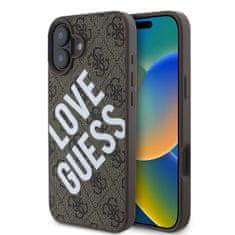 Guess Zadní kryt PU Leather 4G Big Love Logo MagSafe pro iPhone 16 Brown