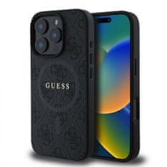 Guess Zadní kryt PU Leather 4G Colored Ring MagSafe pro iPhone 16 Pro Black