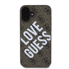 Guess Zadní kryt PU Leather 4G Big Love Logo MagSafe pro iPhone 16 Brown