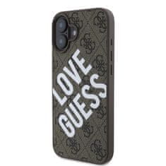 Guess Zadní kryt PU Leather 4G Big Love Logo MagSafe pro iPhone 16 Brown