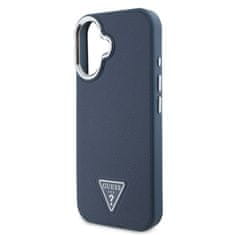 Guess Zadní kryt PU Grained Triangle Logo pro iPhone 16 Blue