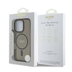 Guess Zadní kryt IML Glitter Ring MagSafe pro iPhone 16 Pro tmavý