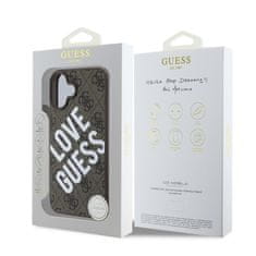 Guess Zadní kryt PU Leather 4G Big Love Logo MagSafe pro iPhone 16 Brown