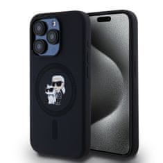 Karl Lagerfeld  Liquid Silicone Karl and Choupette Magsafe Zadní Kryt pro iPhone 14 Pro Black