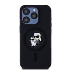 Karl Lagerfeld  Liquid Silicone Karl and Choupette Magsafe Zadní Kryt pro iPhone 14 Pro Black