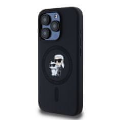 Karl Lagerfeld  Liquid Silicone Karl and Choupette Magsafe Zadní Kryt pro iPhone 14 Pro Black