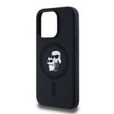 Karl Lagerfeld  Liquid Silicone Karl and Choupette Magsafe Zadní Kryt pro iPhone 14 Pro Black