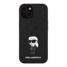 Karl Lagerfeld  Fixed Glitter Metal Ikonik Zadní Kryt pro iPhone 15 Black