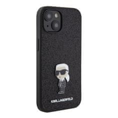 Karl Lagerfeld  Fixed Glitter Metal Ikonik Zadní Kryt pro iPhone 15 Black