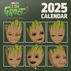 CurePink Oficiální nástěnný kalendář Marvel Comics: I Am Groot 2025 s plakátem (SQ 30 x 30|60 cm)