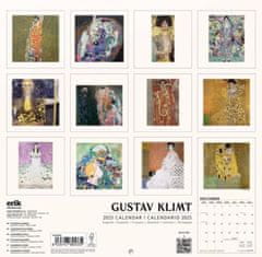 CurePink Oficiální nástěnný kalendář 2025 Gustav Klimt 16 měsíců (SQ 30 x 30|60 cm)