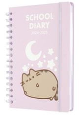 CurePink Plánovací týdenní diář A5 2024/2025 Pusheen (14,8 x 21 cm)