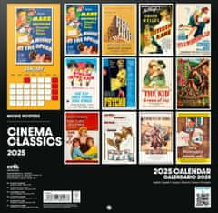 CurePink Oficiální nástěnný kalendář 2025: Cinema Classics - Filmová klasika (30 x 30|60 cm)