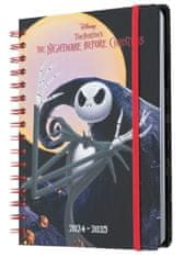 CurePink Plánovací týdenní diář A5 2024/2025 Nightmare Before Christmas|Ukradené Vánoce (14,8 x 21 cm)