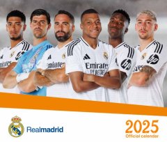 CurePink Oficiální stolní kalendář 2025: FC Real Madrid (20 x 17 cm)