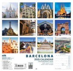 CurePink Oficiální nástěnný kalendář 2025 16 měsíců: Barcelona (30 x 30|60 cm)