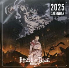 CurePink Oficiální nástěnný kalendář 2025 s plakátem: Attack On Titan (30 x 30|60 cm)