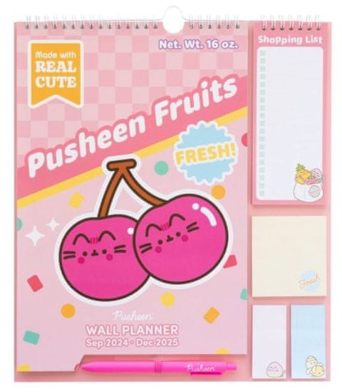 CurePink Oficiální nástěnný plánovací kalendář 2025 Pusheen (30 x 34 cm)