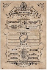 CurePink Plakát Harry Potter: Hogwarts School List (61 x 91,5 cm 150g)