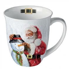 Dům Vánoc Porcelánový vánoční hrnek Santa a sněhulák 400 ml