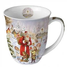 Dům Vánoc Porcelánový vánoční hrnek Santa a dětí 400 ml