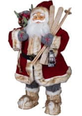 Dům Vánoc Vánoční dekorace Santa v červeném kabátku s lyžemi 80 cm