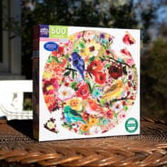 eeBoo Kulaté puzzle Ptáci a květy 500 dílků