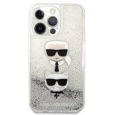 Karl Lagerfeld KLHCP13LKICGLS hard silikonové pouzdro iPhone 13 / 13 Pro 6.1" silver Liquid Glitter Karl & Choupette Head