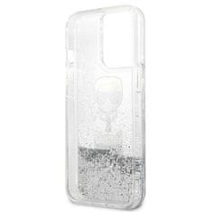 Karl Lagerfeld KLHCP13LKICGLS hard silikonové pouzdro iPhone 13 / 13 Pro 6.1" silver Liquid Glitter Karl & Choupette Head