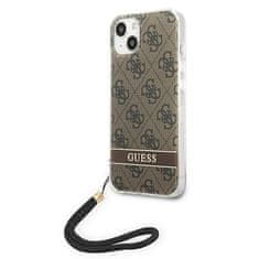 Guess GUOHCP14SH4STW hard silikonové pouzdro iPhone 14 6.1" brown 4G Print Strap