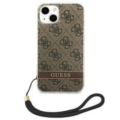 Guess GUOHCP14SH4STW hard silikonové pouzdro iPhone 14 6.1" brown 4G Print Strap