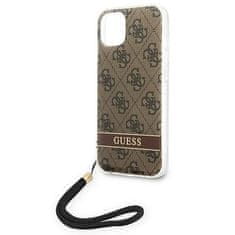 Guess GUOHCP14SH4STW hard silikonové pouzdro iPhone 14 6.1" brown 4G Print Strap