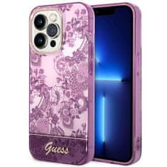 Guess GUHCP14LHGPLHF hard silikonové pouzdro iPhone 14 PRO 6.1" fuschia Porcelain Collection