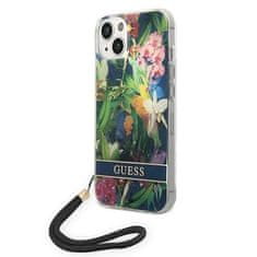 Guess GUOHCP14SHFLSB hard silikonové pouzdro iPhone 14 6.1" blue Flower Strap