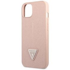 Guess GUHCP14SPSATLP hard silikonové pouzdro iPhone 14 6.1" pink Saffiano Triangle Logo