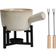 Home&Styling Sada na sýrové fondue, porcelánový hrnec, 2 vidličky