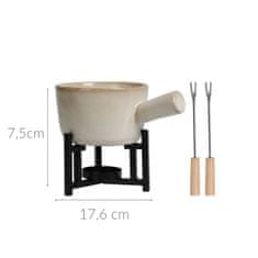 Home&Styling Sada na sýrové fondue, porcelánový hrnec, 2 vidličky