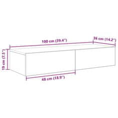 Vidaxl Nástěnná police se zásuvkami černá 100x36x19cm kompozitní dřevo