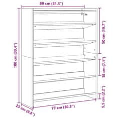 Vidaxl Botník betonově šedý 80x25x100 cm kompozitní dřevo