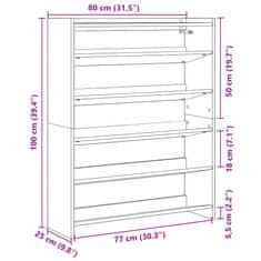 Vidaxl Botník old wood 80x25x100 kompozitní dřevo