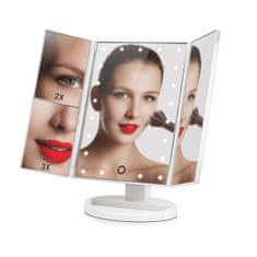 iQtech iMirror 3D Magnify, kosmetické Make-Up zrcátko, třípanelové s LED osvětlením, bílé