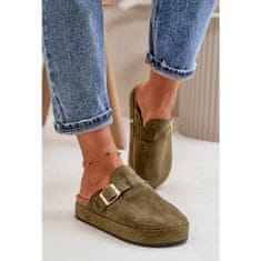 Žabky na platformě Clogs Dark Green velikost 36