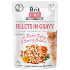 Brit Kapsička Care Cat krůta a losos, filety v omáčce 85g