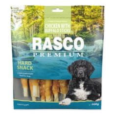 RASCO Pochoutka Premium buvolí kůže obalená kuřecím, tyčinky 500g