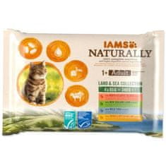 IAMS Kapsička Naturally Adult mořské a suchozemské maso v omáčce multipack 340g (4x85g)