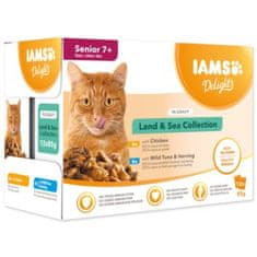 IAMS Kapsička Delights Senior mořské a suchozemské maso v omáčce 1020g (12x85g)