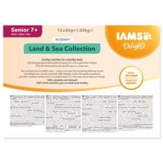 IAMS Kapsička Delights Senior mořské a suchozemské maso v omáčce 1020g (12x85g)