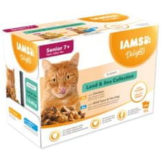 IAMS Kapsička Delights Senior mořské a suchozemské maso v omáčce 1020g (12x85g)