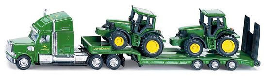 SIKU Farmer - Tahač s podvalníkem a traktory John Deere, měřítko 1:87